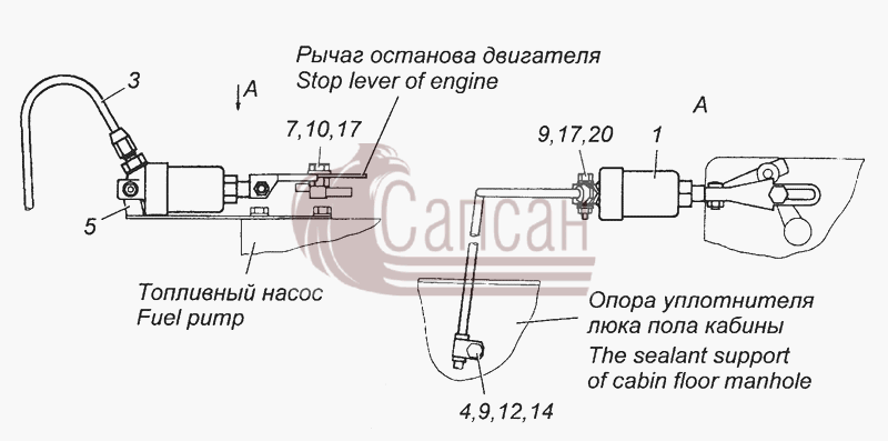 5320-3570010 Установка цилиндра выключения подачи топливаКамАЗ 43501 4х4