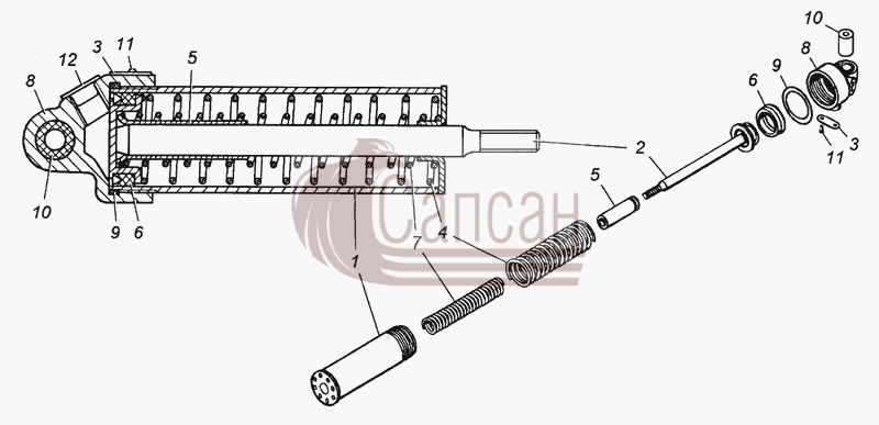 100-3570210 Цилиндр пневматический 35х65 в сбореКамАЗ 53501 6х6