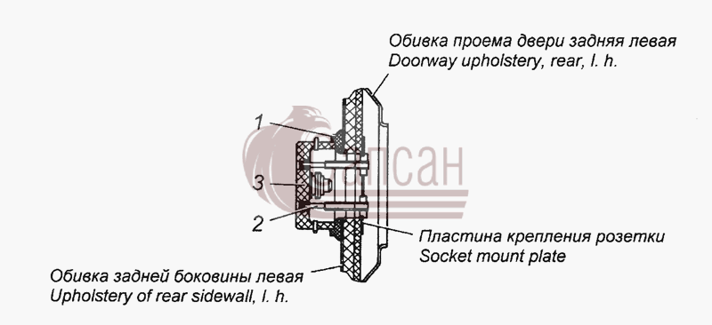 43101-3723005 Установка розетки переносной лампыКамАЗ 6450 8х8