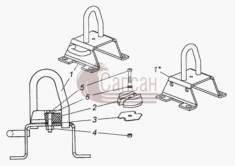 5320-5018060 Кронштейн запора кабины правый - Cabin lock bracket, г. h.КамАЗ 63501 8х8