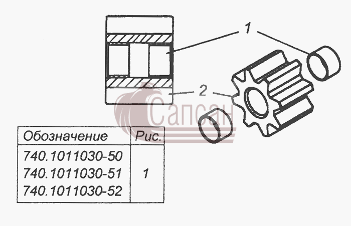 740.1011030-50 Шестерня ведомая масляного насоса в сбореКамАЗ 53501 6х6