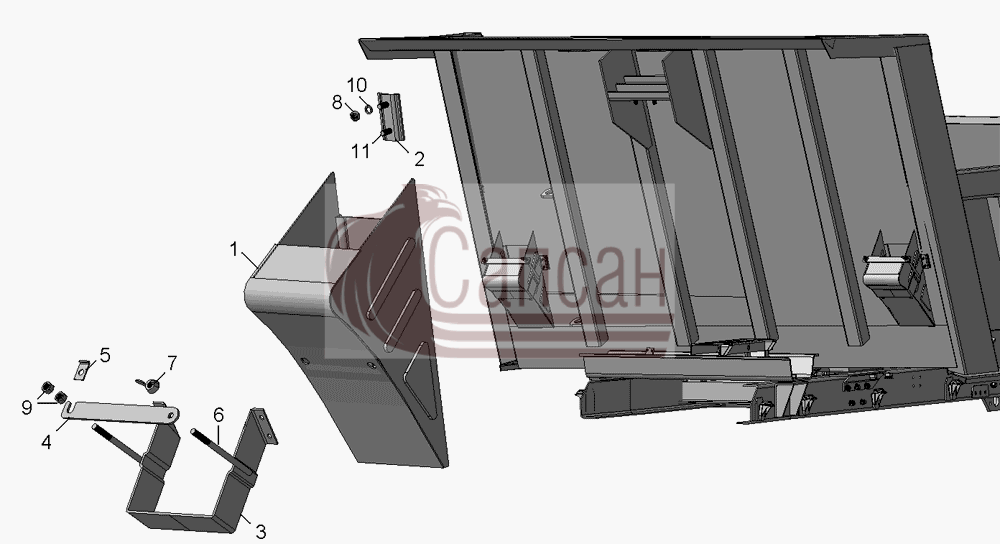 Установка противооткатных упоров 45141-3927002КамАЗ-45141
