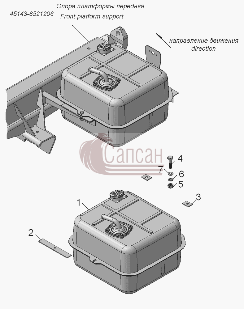 45143-8608001 Установка масляного бакаКамАЗ-45143