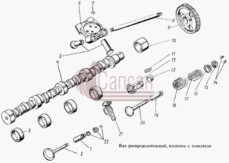 Вал распределительный, клапаны и толкателиКамАЗ 5315