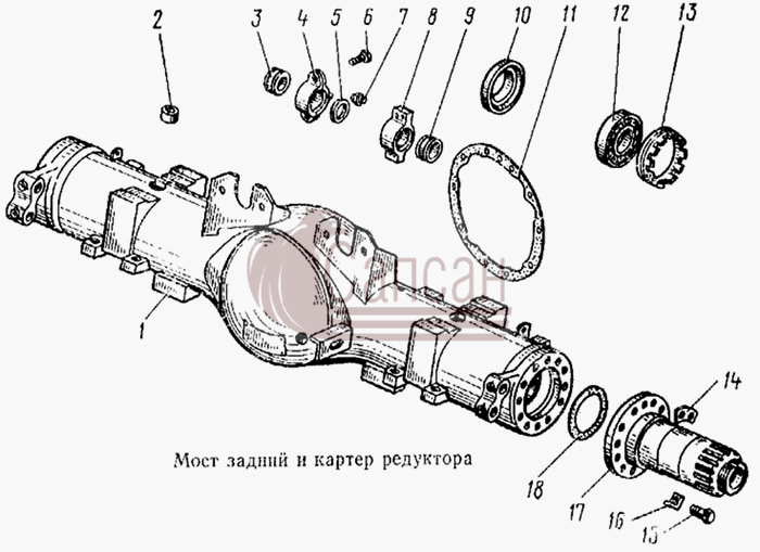 Мост задний и картер редуктораКамАЗ 5315