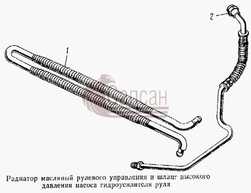 Радиатор масляный рулевого управления и шланг высокого давления насоса гидроусилителя руляКамАЗ 5315