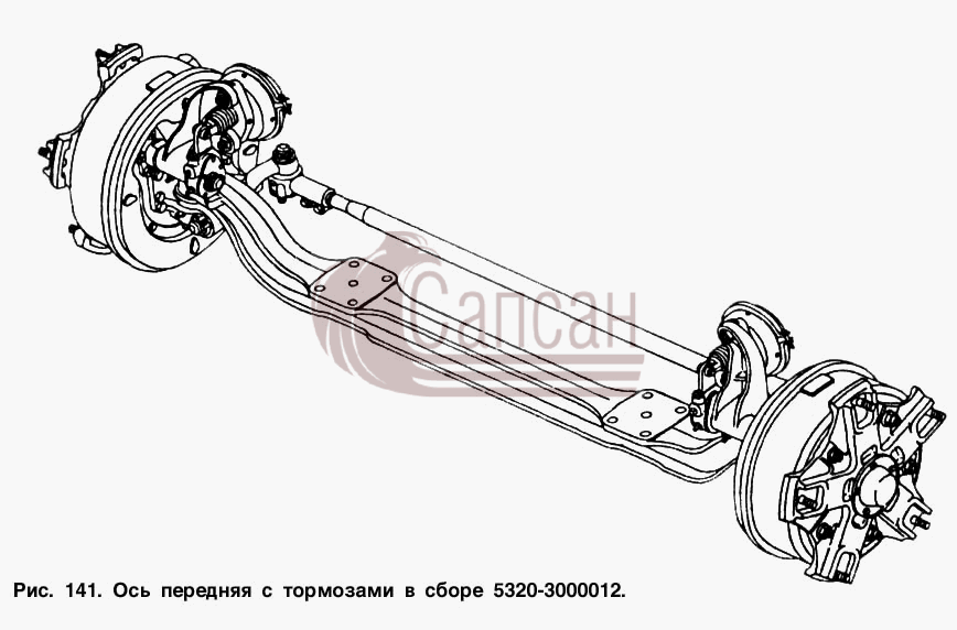 Ось передняя с тормозами в сбореКамАЗ 5410