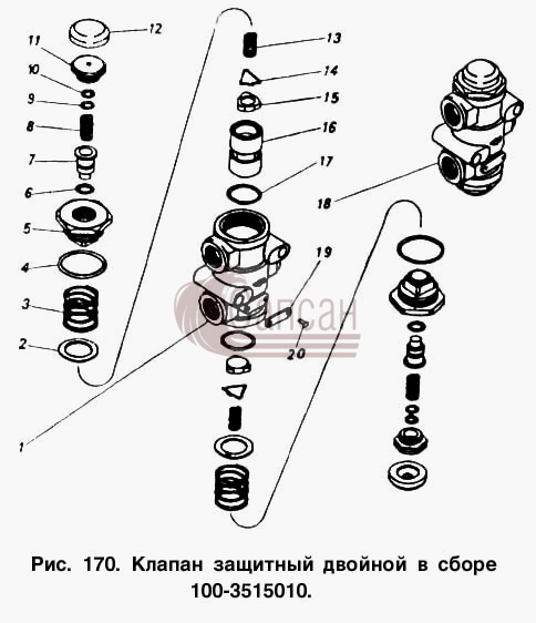 Клапан защитный двойной в сбореКамАЗ 5410