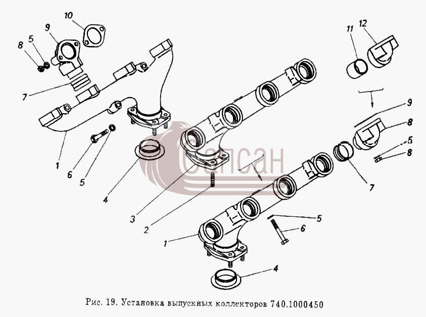 Установка выпускных коллекторовКамАЗ 5410