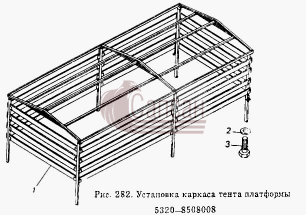 Установка каркаса тента платформы  5320-8508008КамАЗ 5410