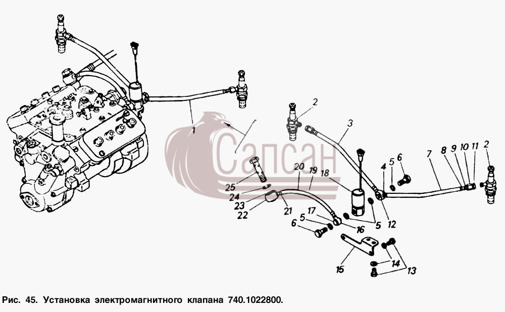 Установка электромагнитного клапанаКамАЗ 5410
