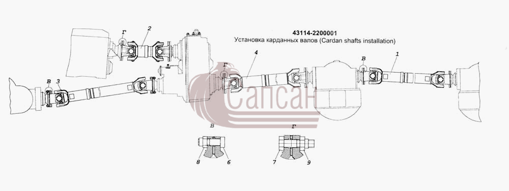 Установка карданных валовКамАЗ 53228, 65111