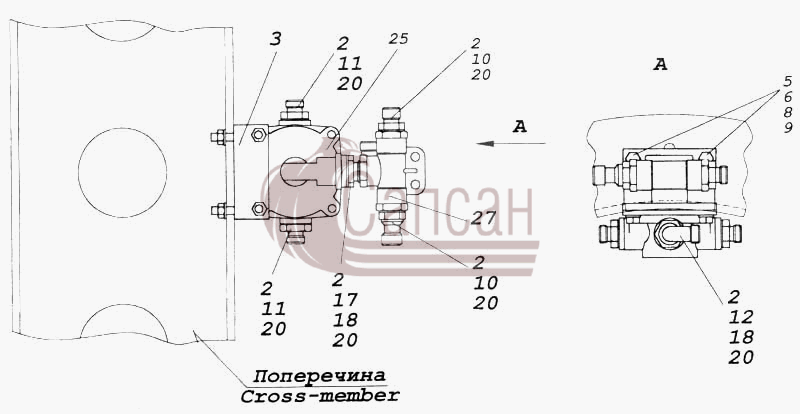 Установка ускорительного клапанаКамАЗ 5360