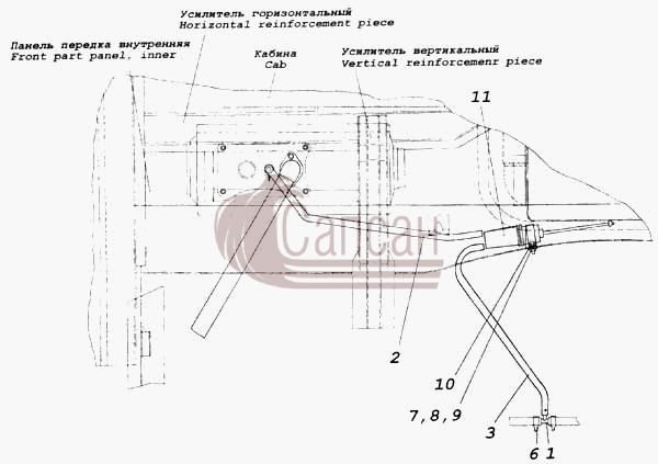 Установка насоса, топливопроводов отопителя ОН-32Д-24КамАЗ 5360