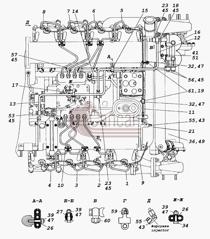 Установка топливопроводовКамАЗ 5460 (каталог 2005 г.)