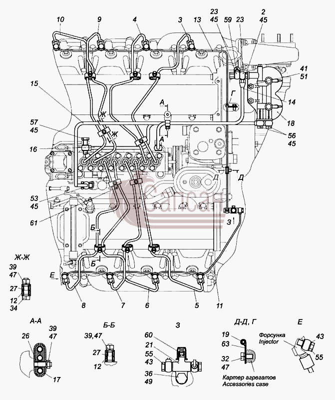 Установка топливопроводовКамАЗ 5460 (каталог 2005 г.)