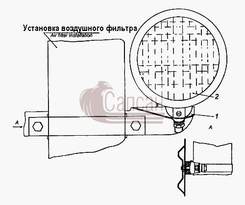 Установка прожектора освещения сцепного устройстваКамАЗ 5460 (каталог 2005 г.)