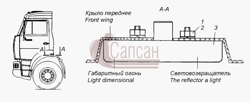 Установка боковых габаритных фонарейКамАЗ 5460 (каталог 2005 г.)
