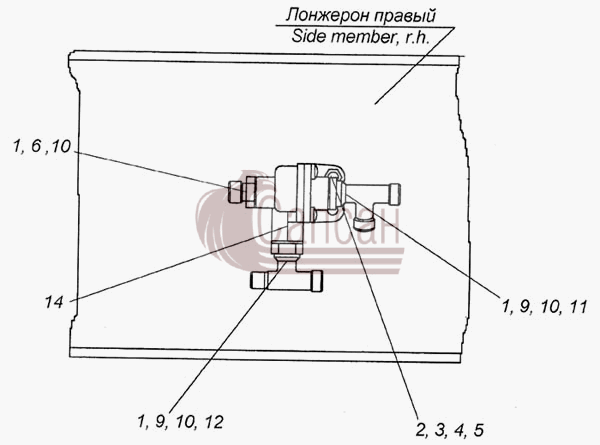 Установка клапана двухмагистральногоКамАЗ 6460