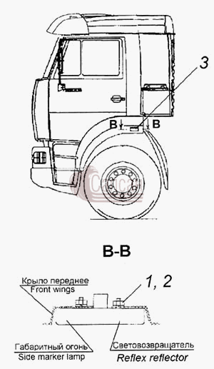 Установка габаритных боковых фонарейКамАЗ 6460