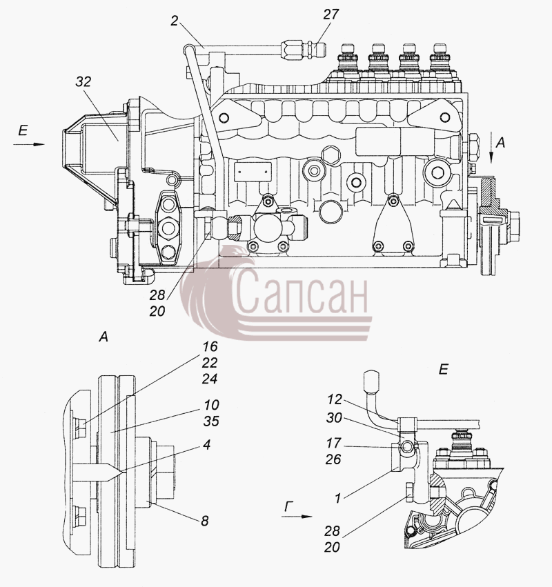 740.63-1111005-90 ТНВД с фланцем и полумуфтой ведомойКамАЗ 6520 (Euro-2, 3)