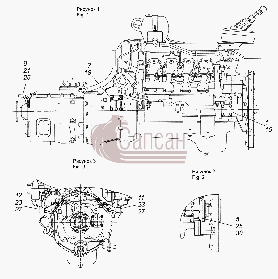 65115-1001000 Установка кронштейнов силового агрегатаКамАЗ 6522 (Euro-2, 3)