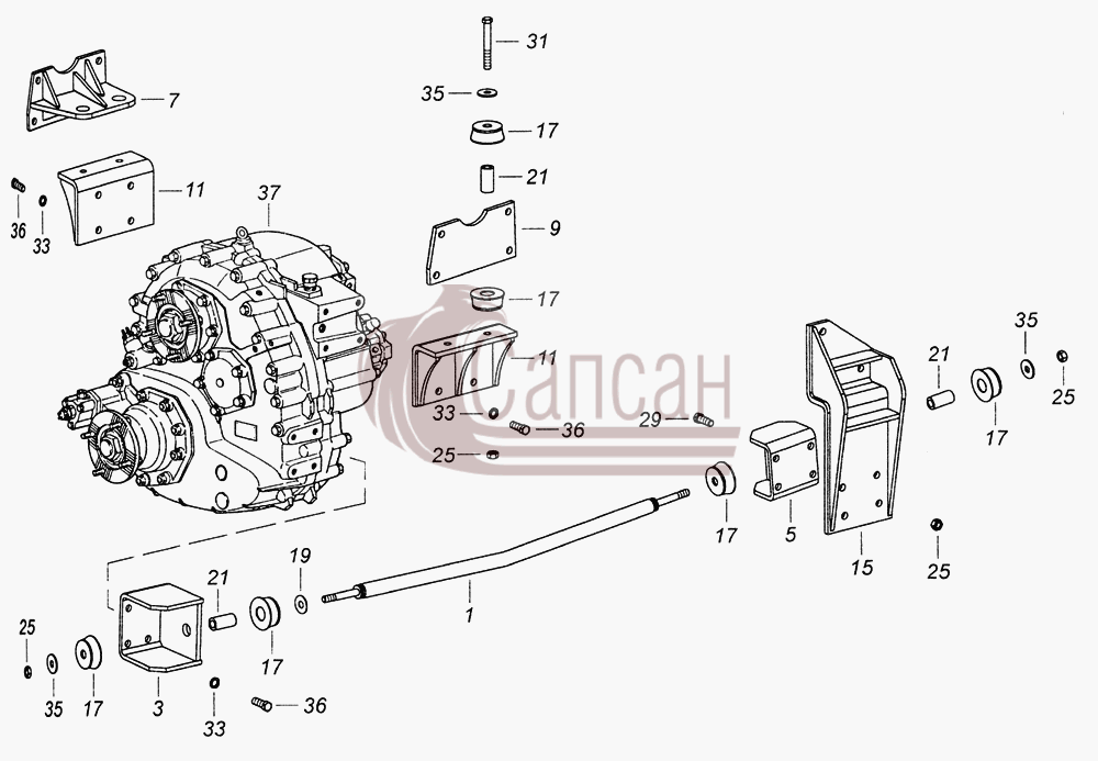 6522-1800008 Установка раздаточной коробкиКамАЗ 6520 (Euro-2, 3)