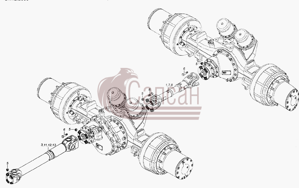 6520-2200001-40 Установка карданных валовКамАЗ 6520 (Euro-2, 3)