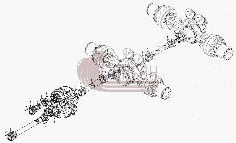 6522-2200001-32 Установка карданных валовКамАЗ 6520 (Euro-2, 3)
