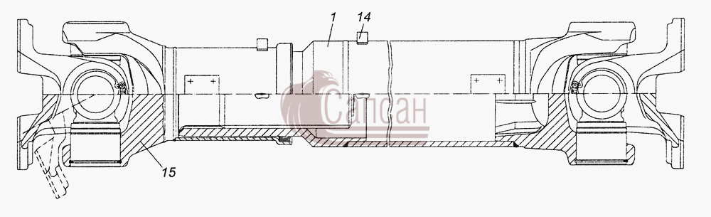 6520-2205011-11 Вал карданный среднего мостаКамАЗ 6522 (Euro-2, 3)