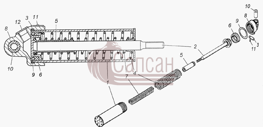 100-3570210 Цилиндр управления заслонкой в сбореКамАЗ 6522 (Euro-2, 3)