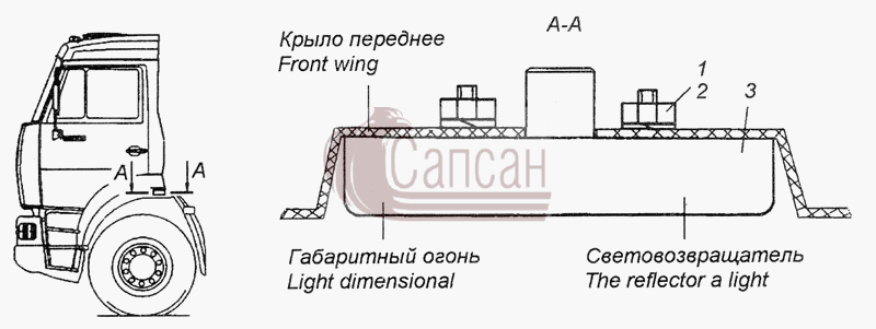 6460-3731001-06 Установка боковых габаритных фонарейКамАЗ 6520 (Euro-2, 3)