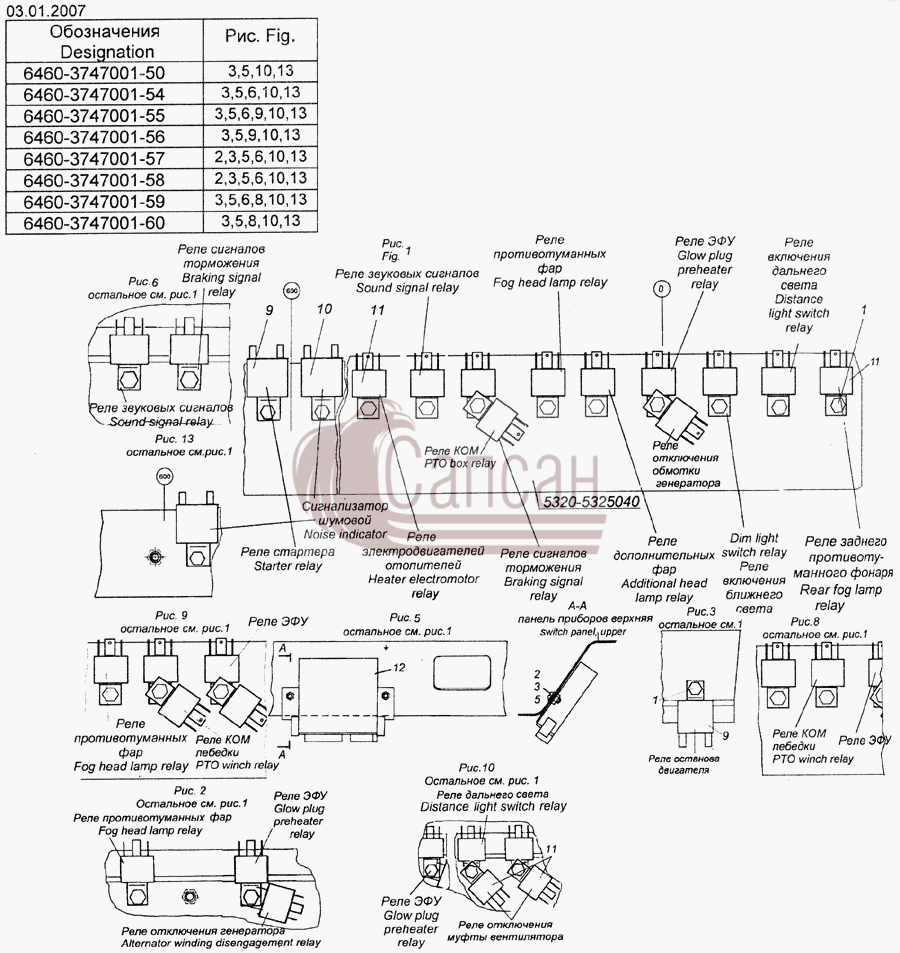6460-3747001-50 Установка релеКамАЗ 6522 (Euro-2, 3)