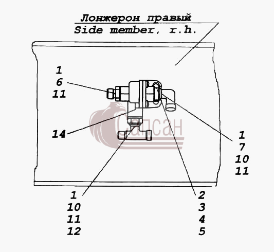 Установка клапана двухмагистральногоКамАЗ 6522