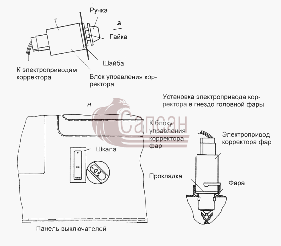 Установка электромеханического корректораКамАЗ 6522