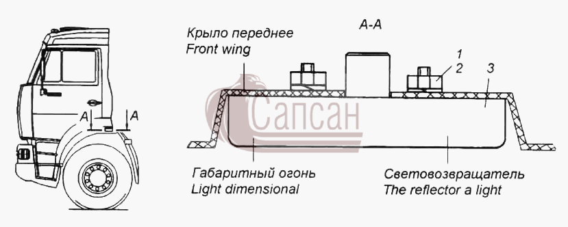 Установка боковых габаритных фонарейКамАЗ 6522