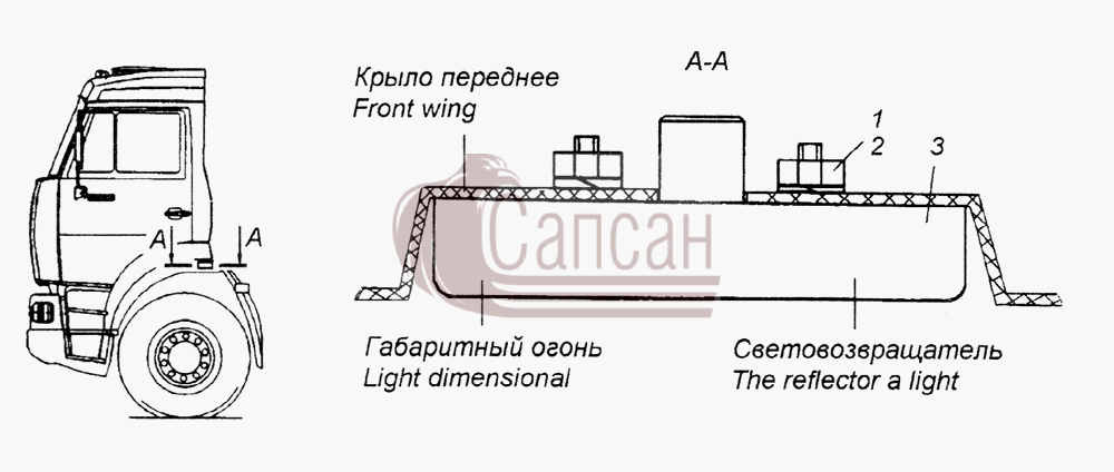 Установка боковых габаритных фонарейКамАЗ 65226